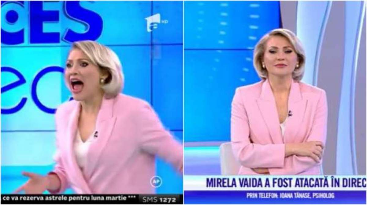 Mirela Vaida în timpul atacului, în direct.