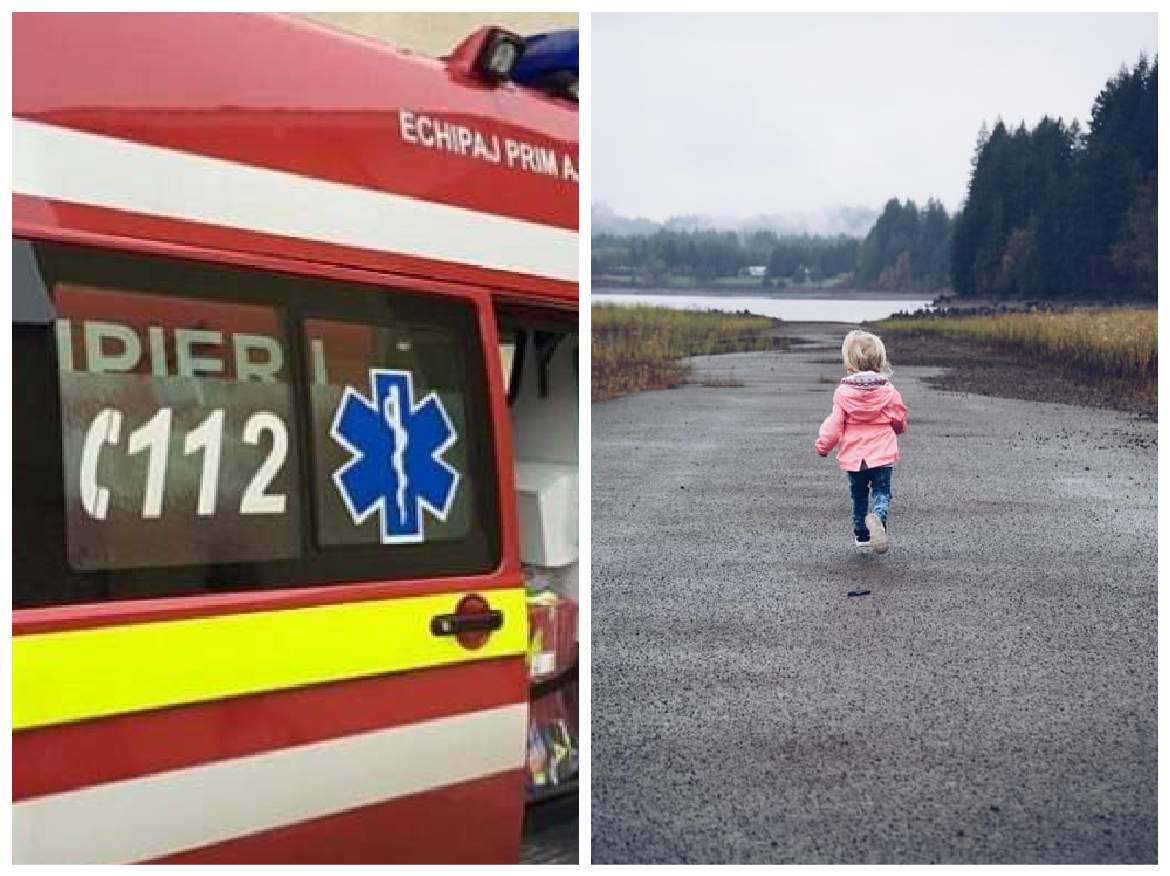 Ambulanță SMURD și o fetiță