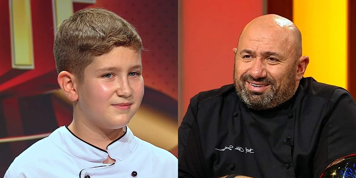 ”Încă nu v-ați găsit pe nimeni, tot singur?” Robert Vesea, copilul de 10 ani care l-a uimit pe Cătălin Scărlătescu la Chefi la cuțite / VIDEO
