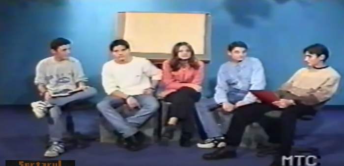 Liviu Vârciu si colegii din trupa LA, în timpul primei apariții la tv
