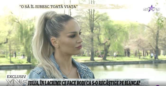 Captură video cu Iulia Sălăgean în timpul interviului.