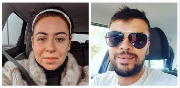 Colaj foto cu Marius Elisei și Oana Roman în mașină