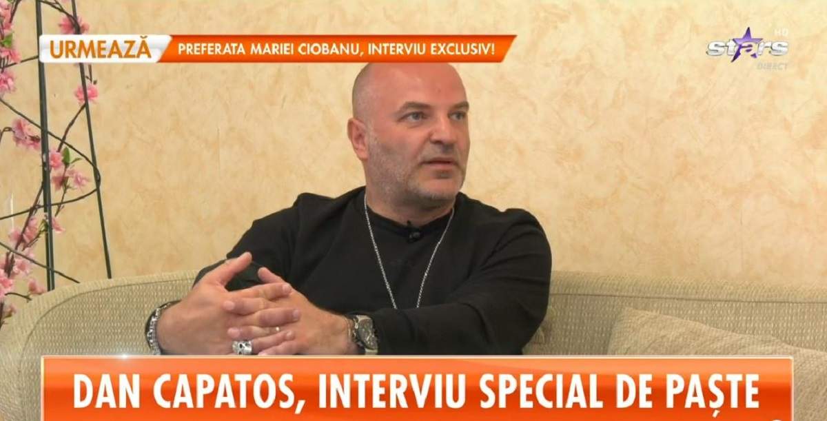 Dan Capatos poartă un tricou negru. Acesta dă un interviu pentru Antena Stars.