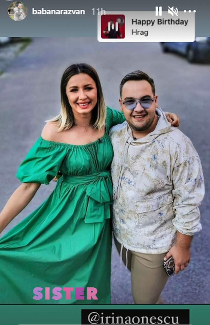 irina onescu in rochie verde alaturi de Răzvan Babană