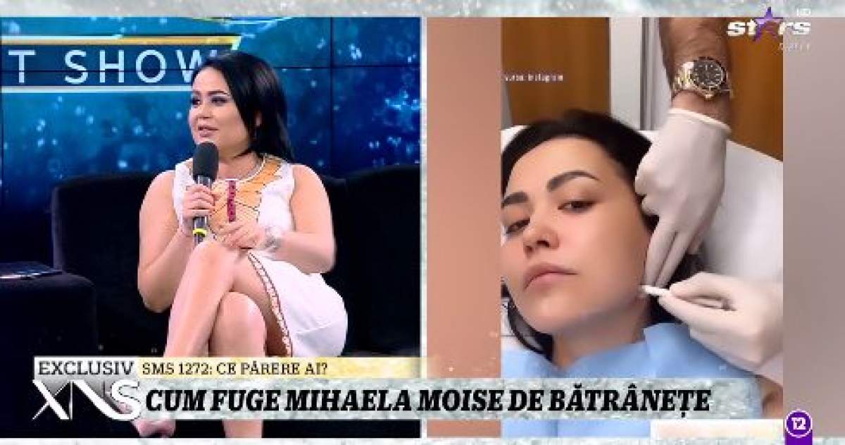Colaj foto cu Mihaela Moise, la Antena Stars și în cabinetul medicului estetician