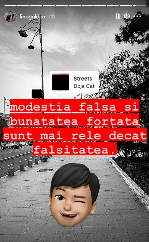 Lino Golden a postat un mesaj pe Instagram în care vorbește despre falsitate.