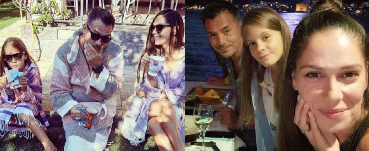 Un colaj cu Răzvan Fodor, Irina Fodor și fiica lor, Diana. În prima poză toți poartă ochelari de soare și țin câte o cană în mână, iar în a doua își fac un selfie la restaurant.
