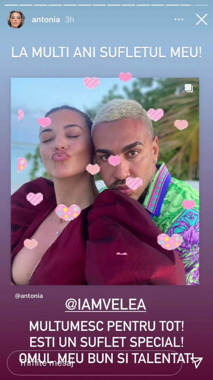 Antonia i-a făcut o declarație de iubire lui Alex Velea pe Instagram, de ziua lui de naștere.