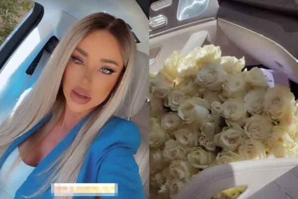 Bianca Drăgușanu, surprinsă din nou cu un buchet mare de trandafiri. ”Cineva mă iubește foarte mult”