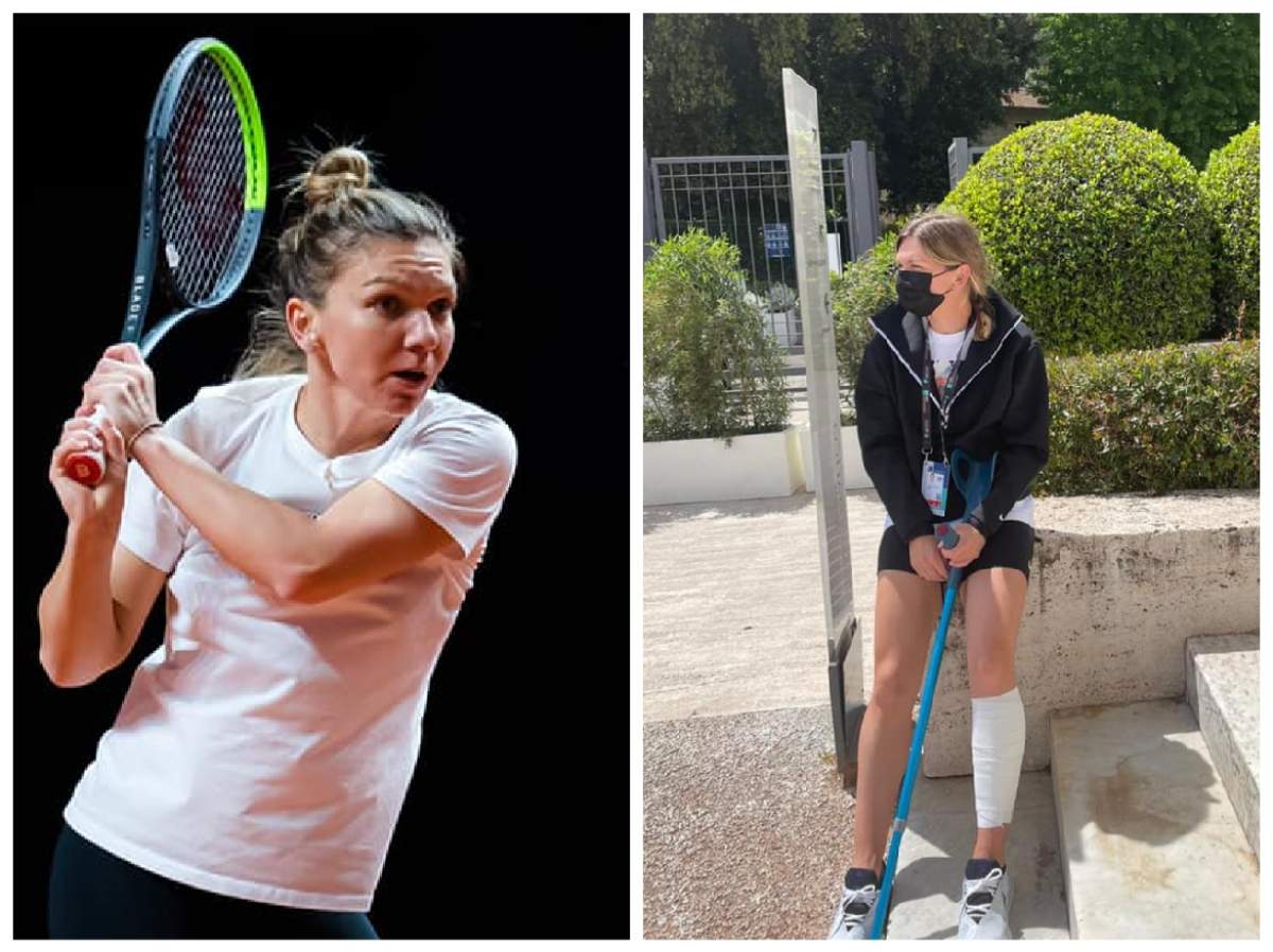 Simona Halep cu piciorul bandajat