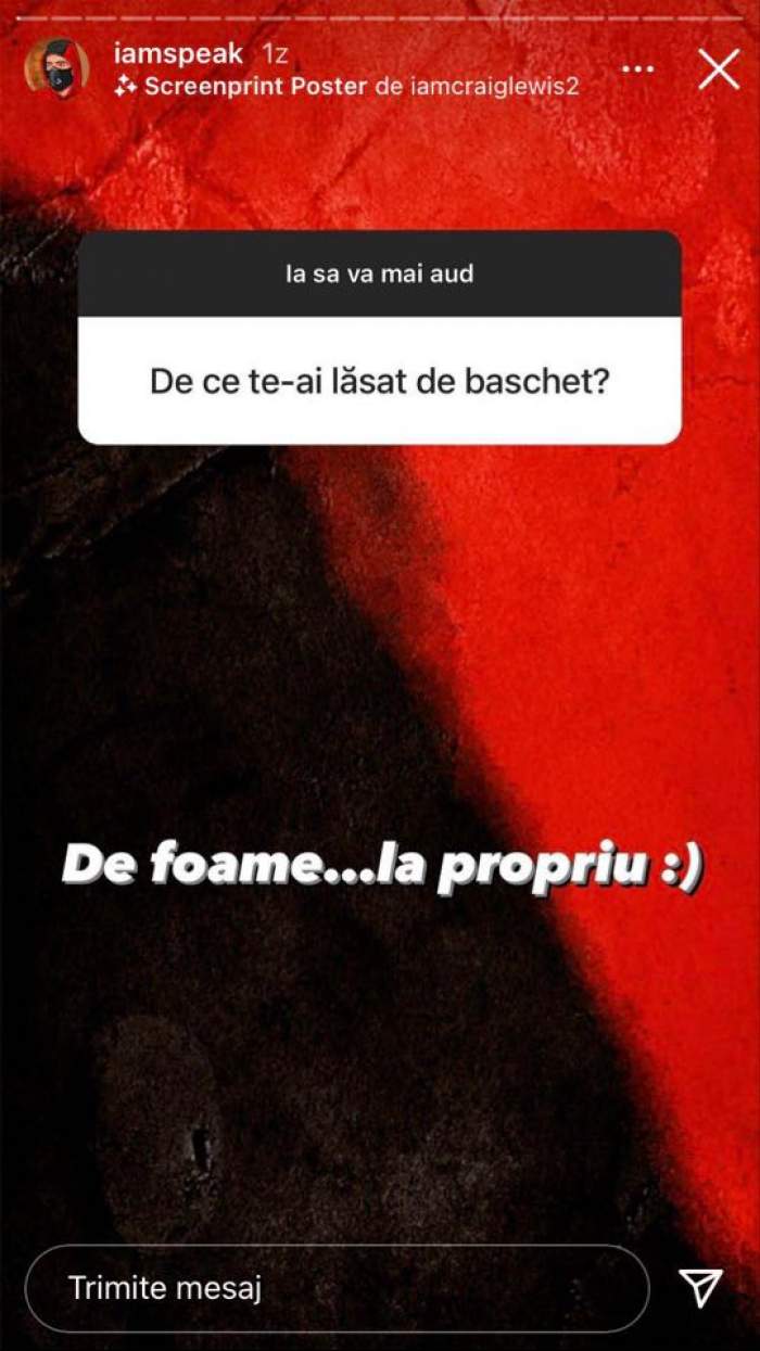 Speak le-a spus fanilor de pe Instagram de ce a renunțat la baschet.