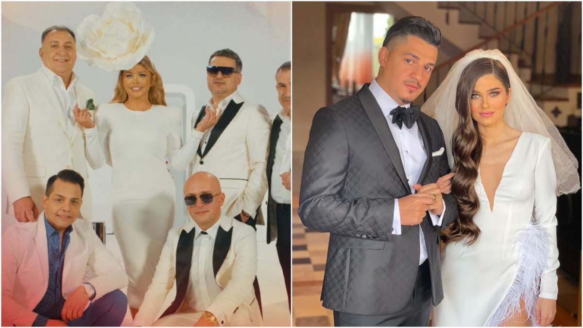 Colaj cu Loredana Groza alături de artiști/ Theo Rose și Bogdan de la Ploiești în haine de nuntă.