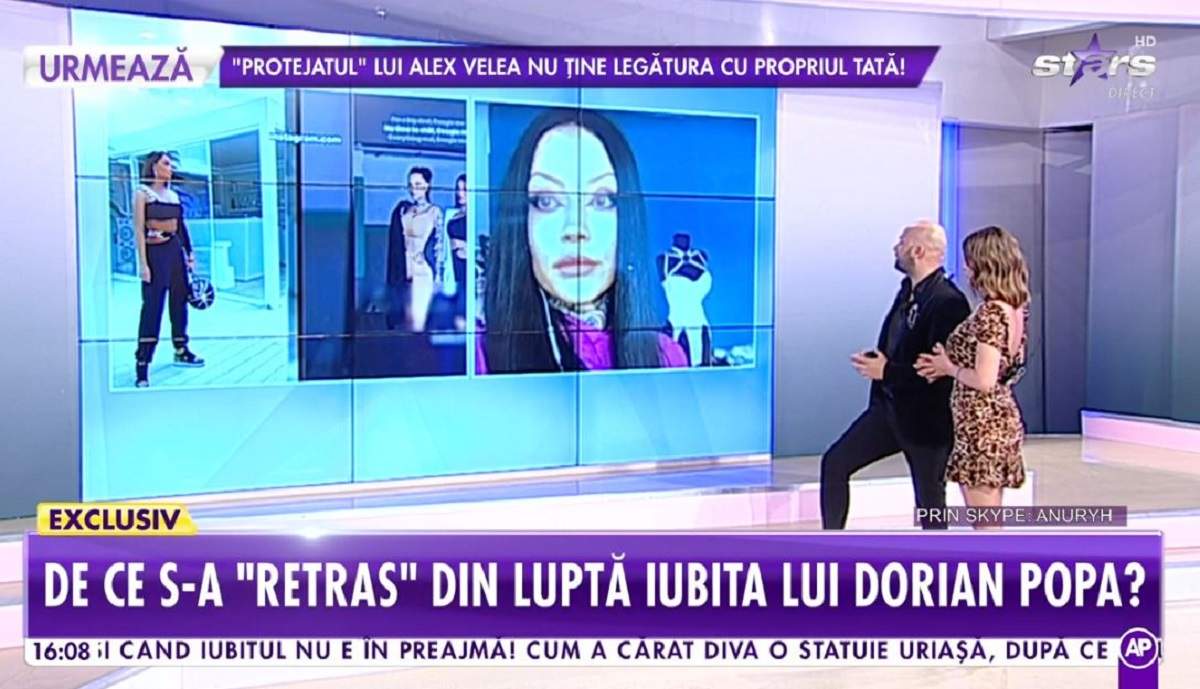 Anuryh dă un interviu la Showbiz Report. Vedeta vorbește pe Skype.