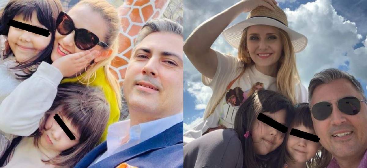 Un colaj cu Alina Sorescu și familia ei.