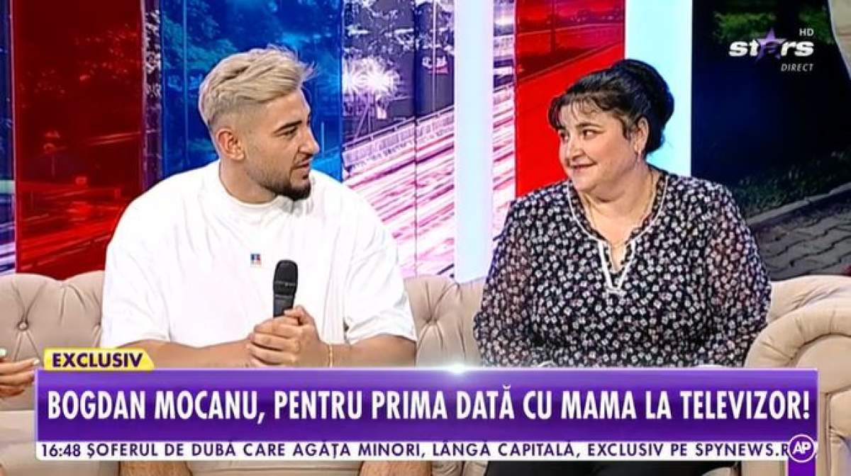 Bogdan Mocanu și mama sa în platou la Antena Stars.