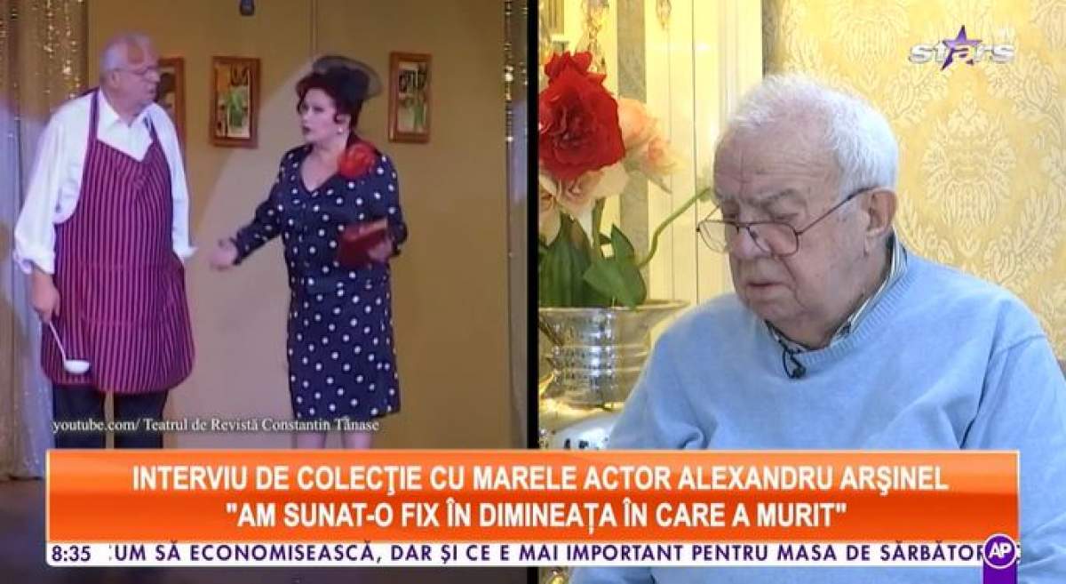 Captură video cu Alexandru Arșinel la Antena Stars.