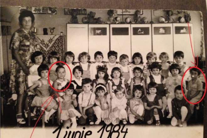 Răzvan Simion și Dani Oțil în copilărie, când erau la școală.