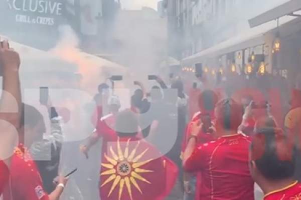 Suporterii Macedoniei au invadat Centrul Vechi al Capitalei. Atmosferă incendiară înainte de meciul cu Austria de pe Arena Națională / VIDEO