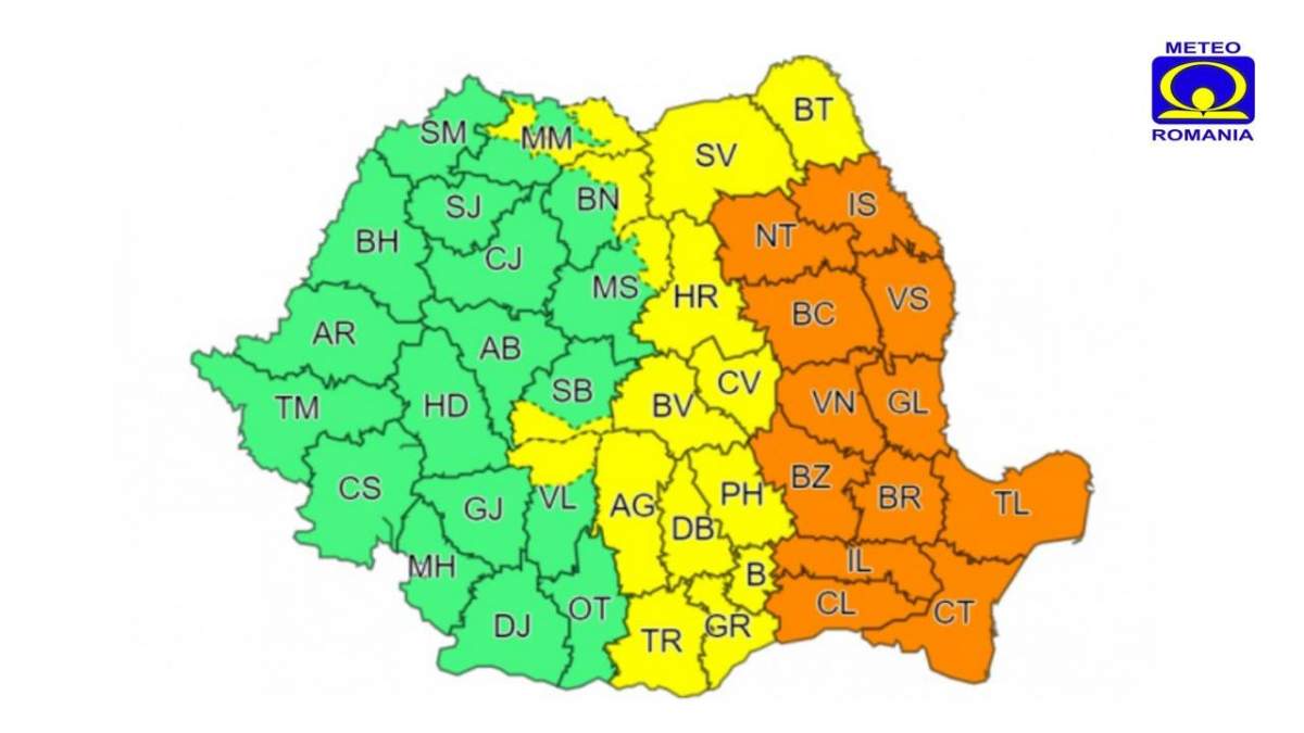 Cod portocaliu de vijelii, grindină și ploi abundende. Meteorologii ANM au emis mai multe avertizări pentru următoarea perioadă