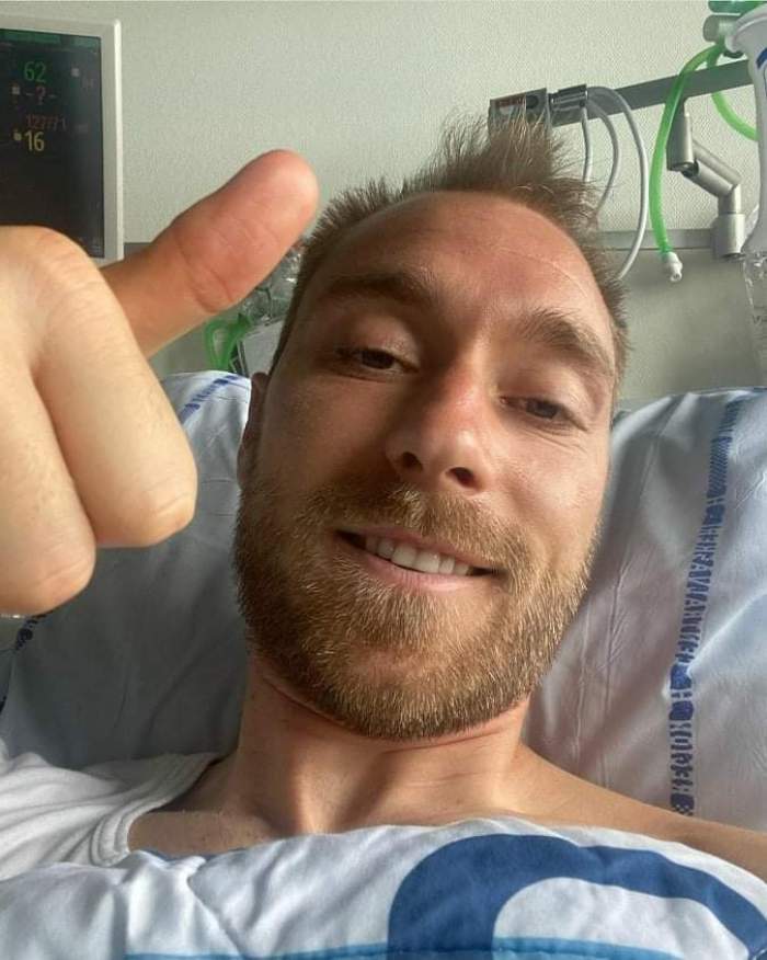 Christian Eriksen, prima fotografie de pe patul de spital, după accidentare. Ce mesaj a dorit să transmită fotbalistul: ”Având în vedere circumstanțele...”/ FOTO