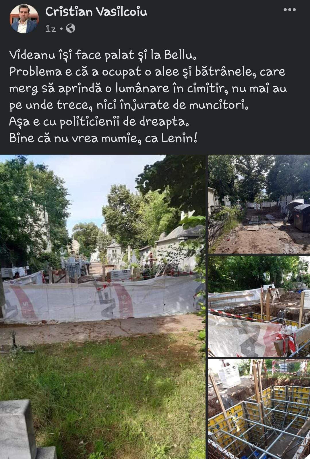 Fostul ministru Adriean Videanu își construiește o vilă cu 14 locuri în cimitirul Bellu. Oamenii din zonă sunt nemulțumiți / FOTO