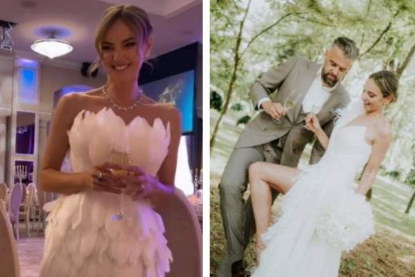 Ce rochie spectaculoasă a îmbrăcat Roxana Ionescu astăzi la petrecerea de nuntă. Vedeta a atras toate privirile