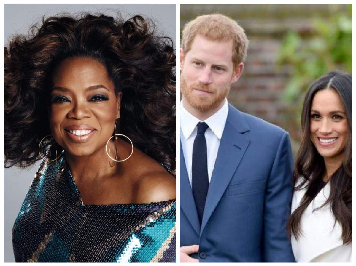 Va fi Oprah Winfrey nașa fetiței prințului Harry și a lui Meghan Markle? Colaj cu Oprah și prințul Harry la braț cu Meghan Markle