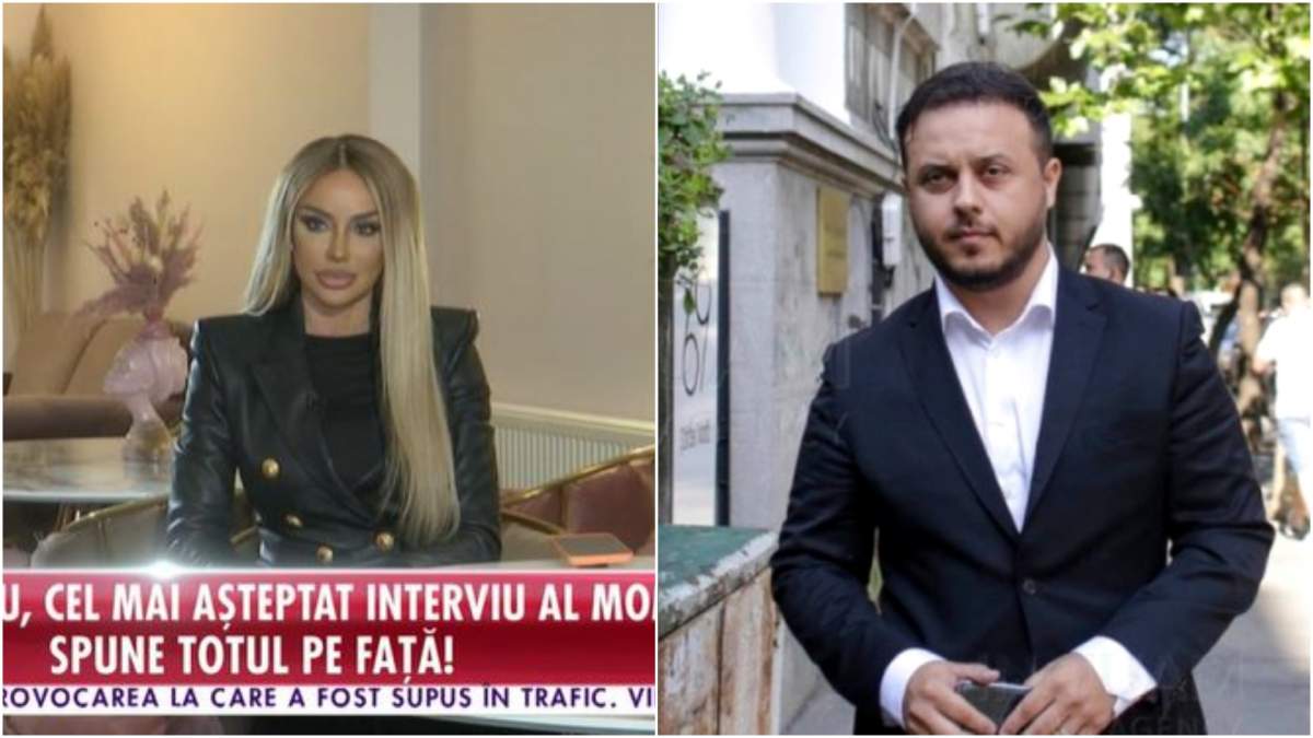 Colaj cu Bianca Drăgușanu în timpul interviului/ Gabi Bădălău la costum.