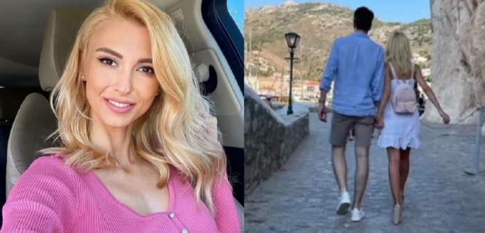 În stânga e Andreea Bălan în mașină, îmbrăcată într-o bluză roz. În dreapta ea și Tiberiu Argint se află în Grecia și se plimbă de mână pe o alee pavată. Vedeta are în spate un rucsac și poartă o rochie albă.