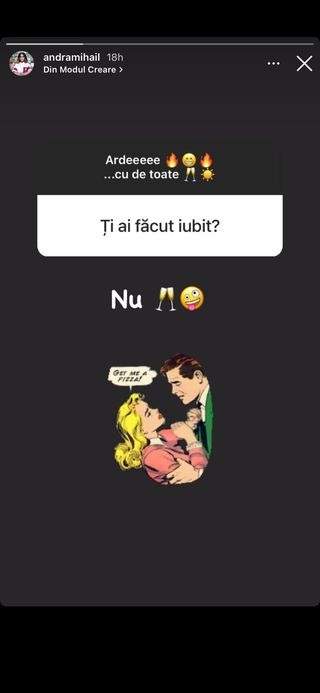 Captură cu postarea făcută de Andra Mihail pe Instagram.