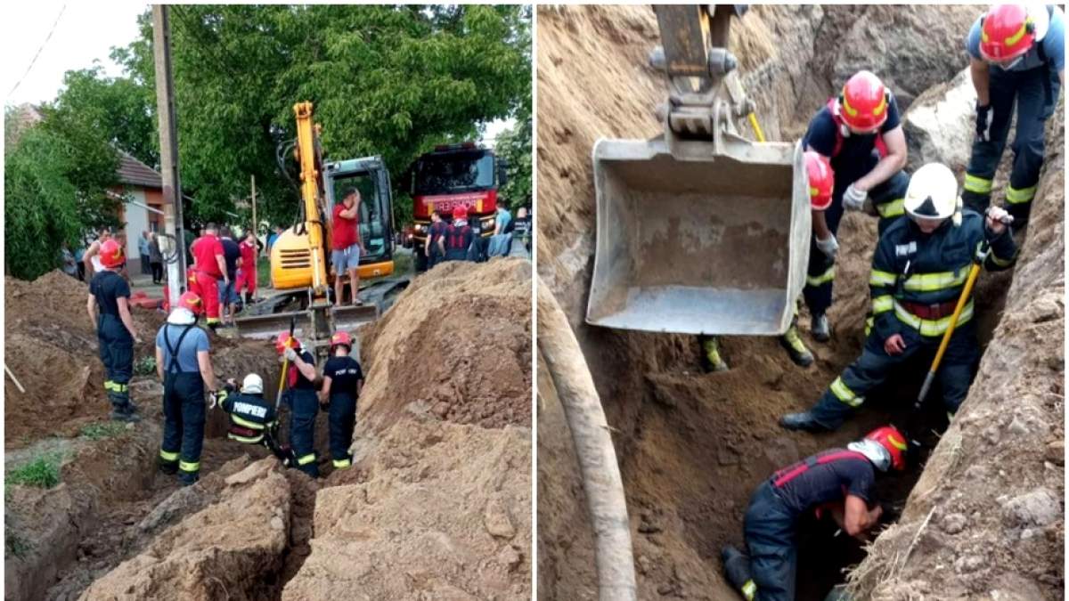Doi muncitori din Timiș au fost îngropați de vii sub un mal de pământ care s-a surpat. În ce stare se află acum