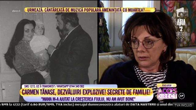 Captură cu Carmen Tănase în cadrul unui interviu.
