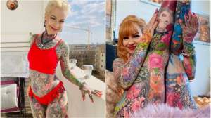 Ea este bunicuța care a cheltuit peste 30.000 de euro ca să-și tatueze tot corpul! Imagini incredibile cu Kerstin Tristan / GALERIE FOTO