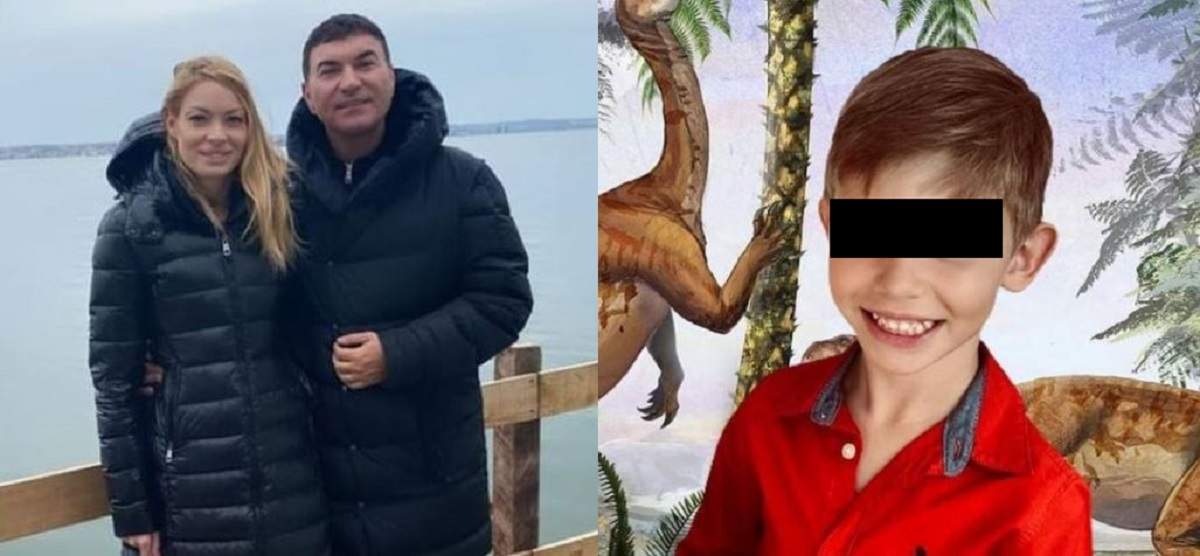 În stânga e o poză cu Valentina Pelinel și Cristi Borcea îmbrăcați în geci negre. În dreapta e fiul lor, Milan, în tricou roșu.