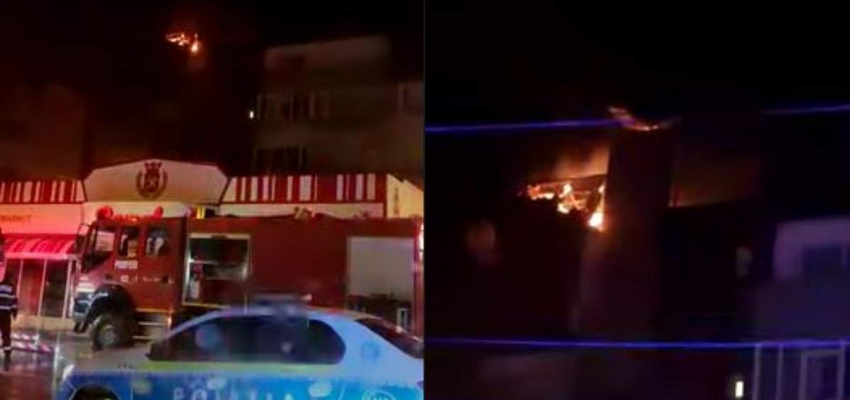 Bloc din Câmpina, în flăcări după ce a fost lovit de trăsnet. Clădirea a fost evacuată de urgență / VIDEO