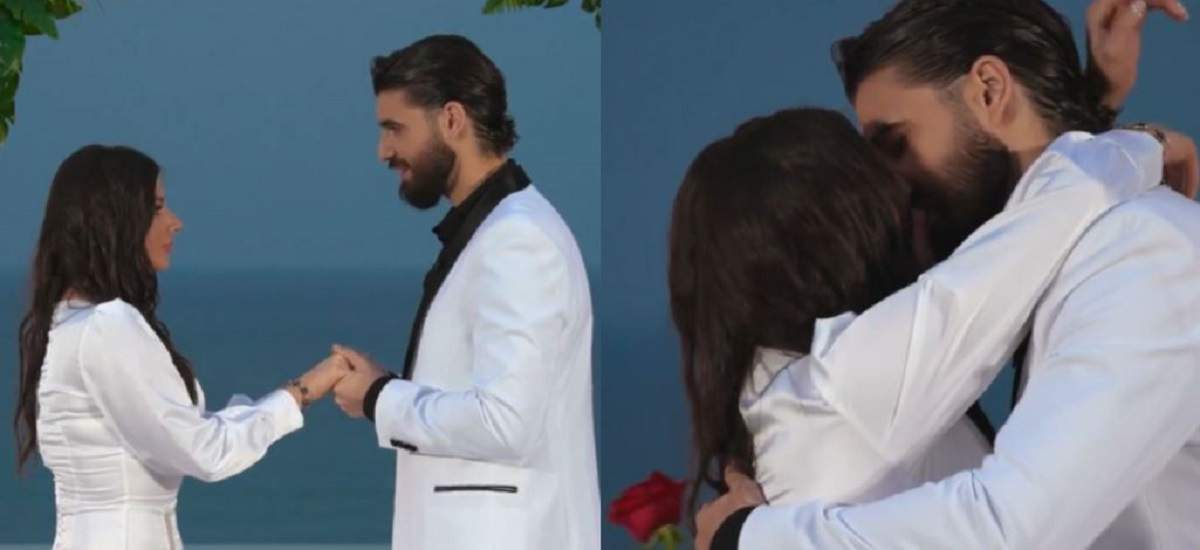 Un colaj cu Ana Bene și Andi Constantin în finala emisiunii Burlacul. Ea poartă rochie albă, iar el cămașă neagră și sacou alb. În stânga se țin de mâini, iar în dreapta se sărută.