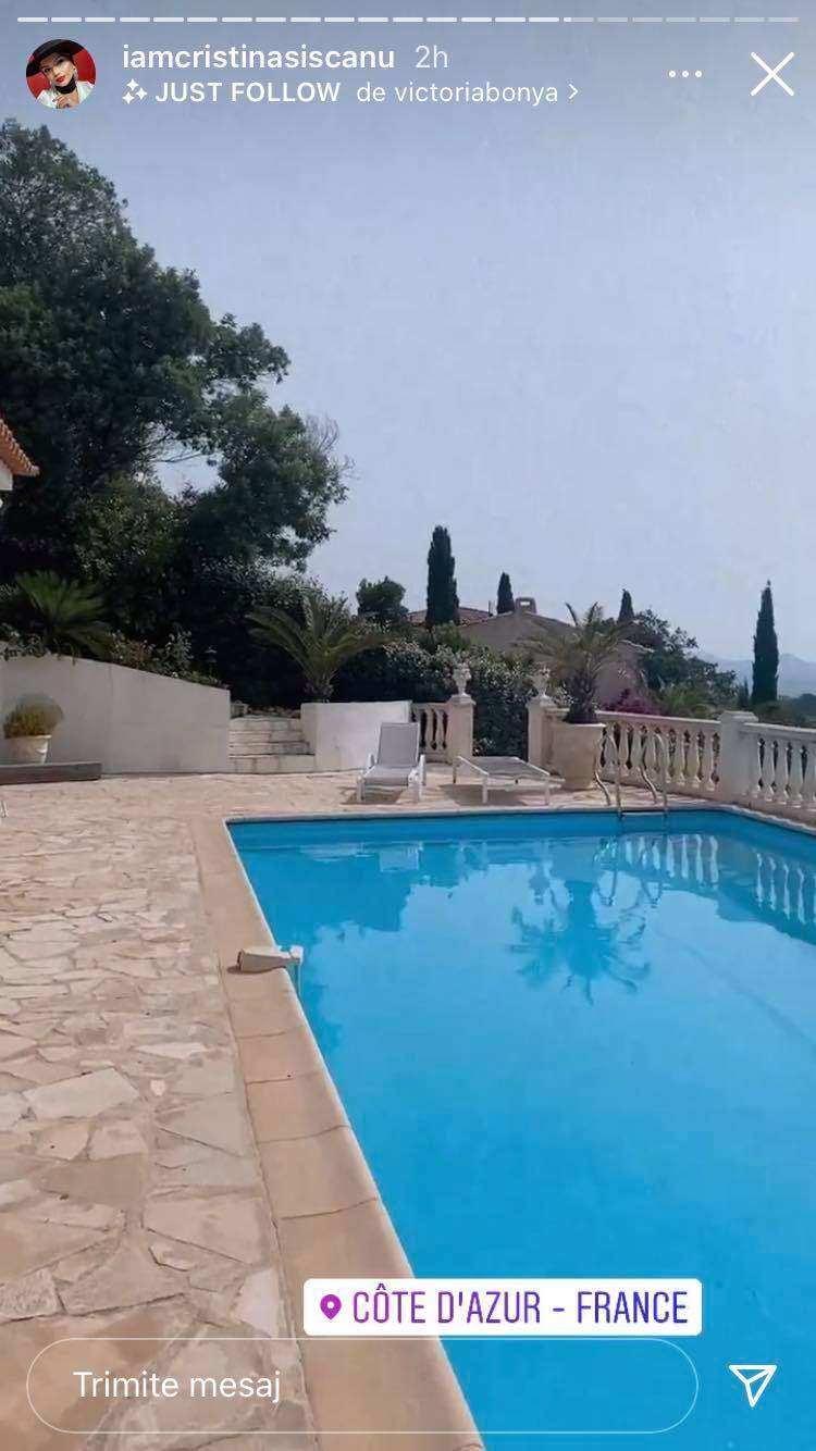 Cristina Șișcanu le-a arătat fanilor că hotelul la care e cazată în Franța are piscină.