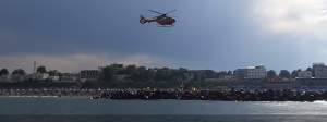 Un copil de 7 ani a fost scos din apă de salvamari, la Eforie Nord. Băiețelul a fost preluat de elicopterul SMURD / FOTO