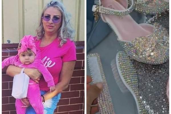 Cum e îmbrăcată fețița Sânzianei Buruiană la botez. Accesoriile sunt decorate cu mii de cristale / FOTO