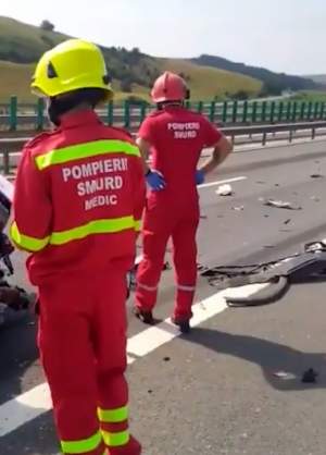 Accident grav pe autostrada Aiud-Turda! Un bărbat a murit, după ce un camion i-a spulberat mașina aflată pe banda de urgență / VIDEO
