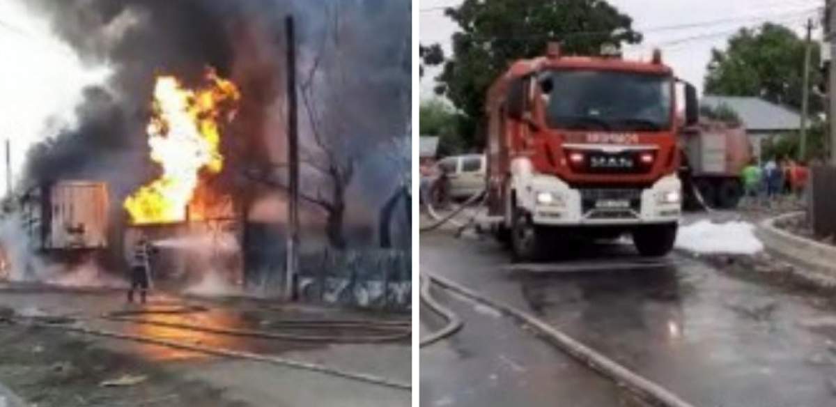 Incendiu devastator la un centru de butelii din Prahova! Un tânăr de 17 ani, cu arsuri pe 92% din corp, a fost transportat de urgență la spital