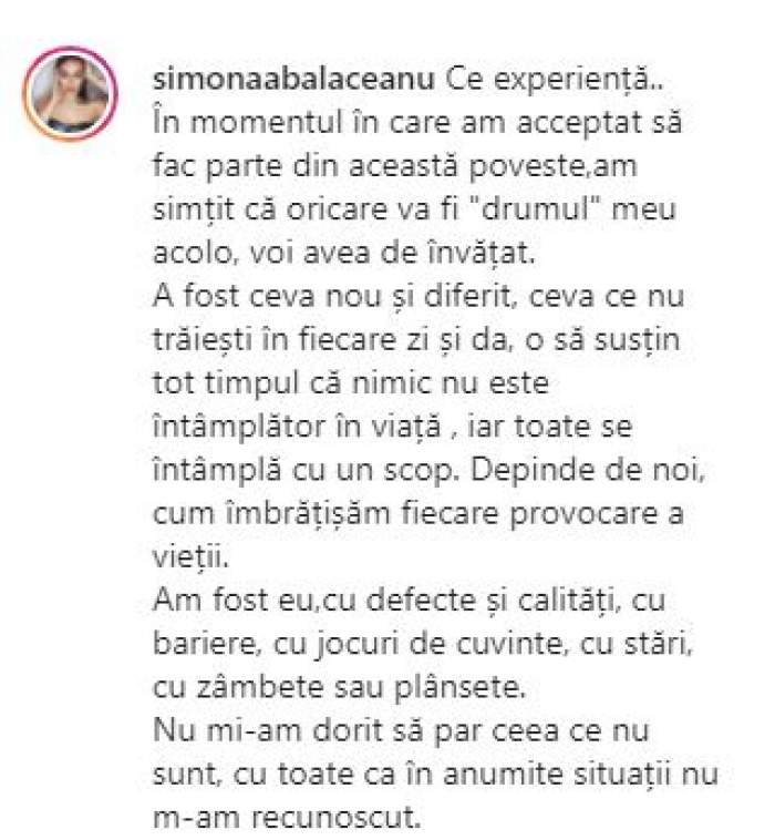 Simona Bălăceanu, mesaj emoționant pe Instagram după finala Burlacul sezonul 6: „Nu mi-am dorit să fiu pe placul tuturor”. Internauții au reacționat imediat / FOTO