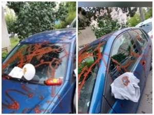 Mașină mânjită cu ketchup de amanta furioasă, în Cluj. Ce mesaj a lăsat femeia după ce s-a răzbunat
