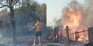 Incendiu devastator lângă satul făcut scrum din Mehedinți. Mai multe locuințe sunt afectate și zeci de animale au murit / VIDEO