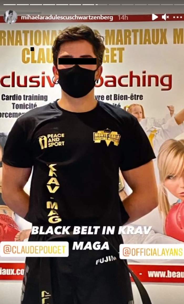 Fiul Mihaelei Rădulescu a obținut centura neagră în Krav Maga, un sistem de luptă complex. Ayan și-a făcut mândră mama