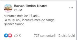 Răzvan Simion, urare emoționantă cu ocazia zilei de naștere a fiicei lui. Ce i-a transmis prezentatorul de la Neatza Iancăi / FOTO