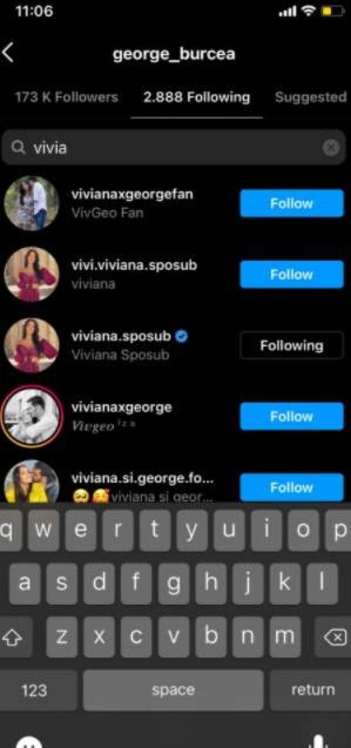 Viviana Sposub l-a șters de pe Instagram, dar George Burcea continuă să publice imagini cu ea. Ce a postat actorul