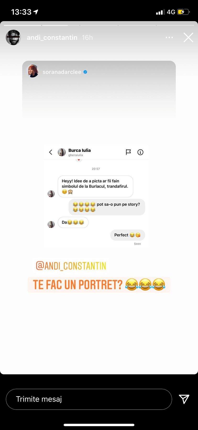 Sorana Darclee propuneri indecente la adresa lui Andi Constantin, de la Burlacul. “Te fac un portret”