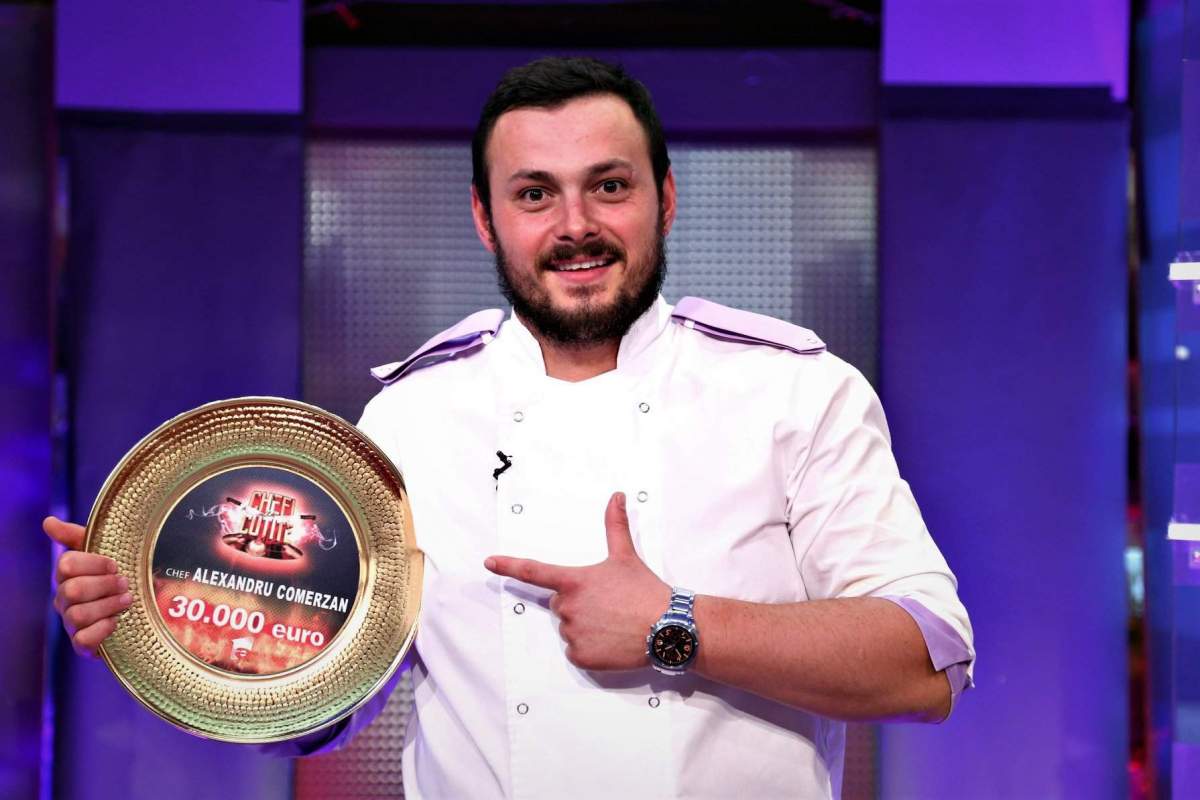 Alexandru Comerzan cu premiul de la Chefi la cuțite