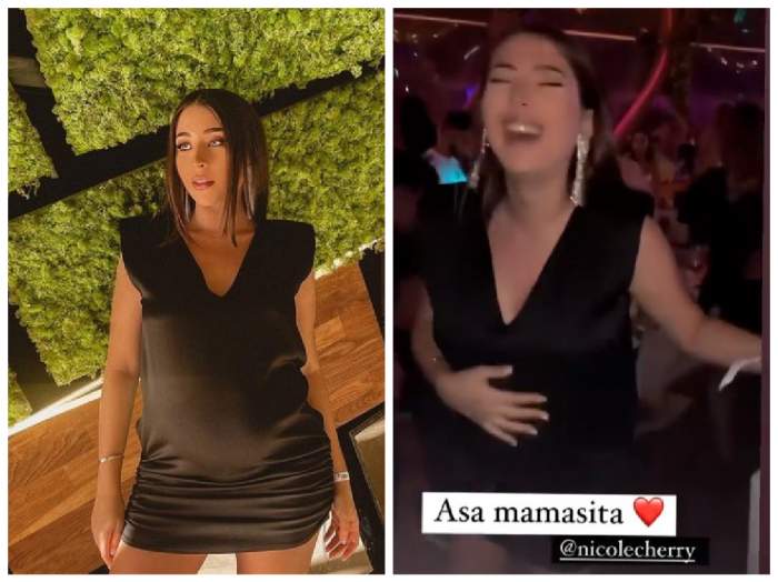 Colaj cu Nicole Cherry în club, însărcinată